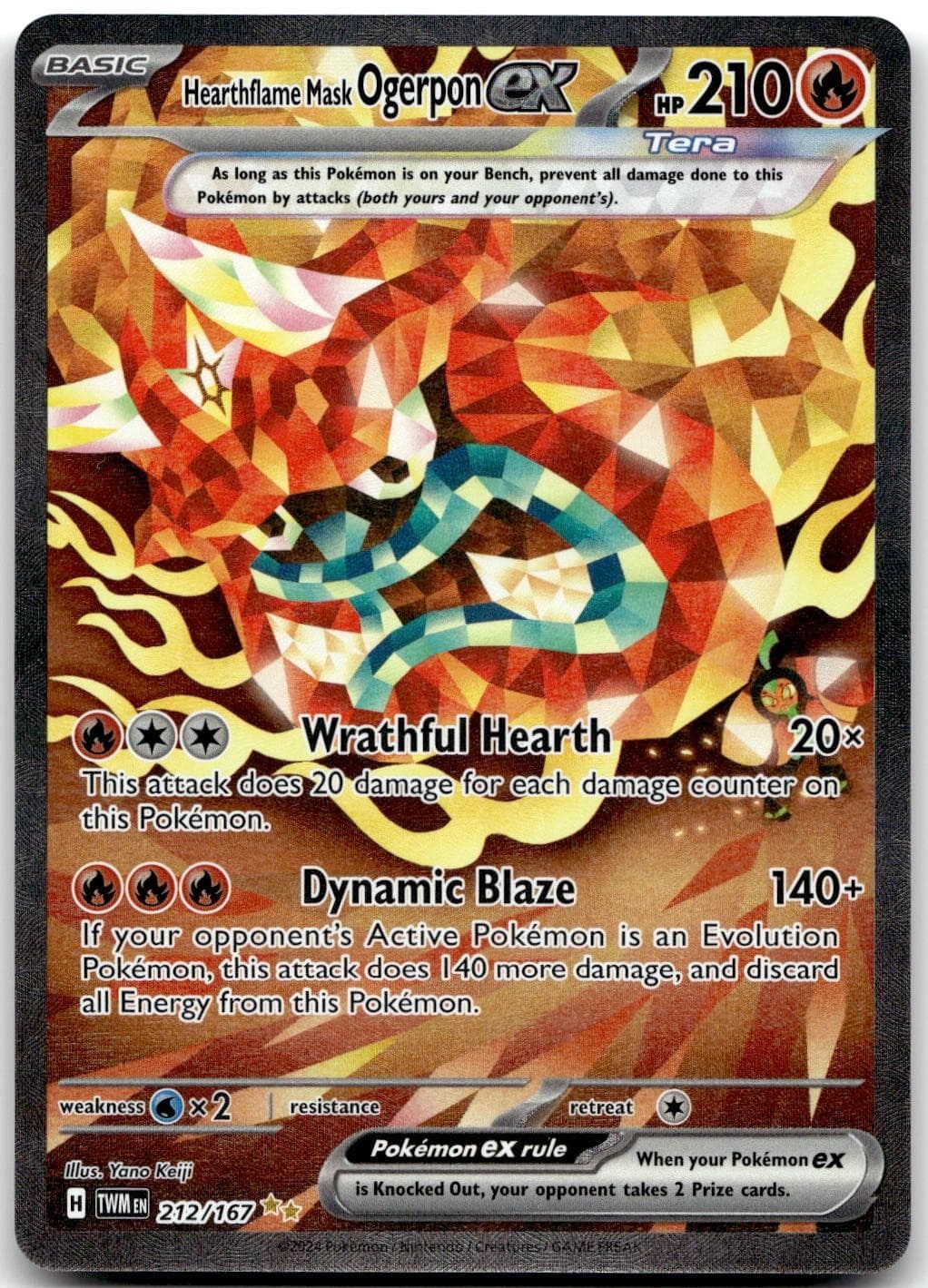 Hearthflame Mask Ogerpon ex 212/167 Twilight Masquerade Pokemon NM