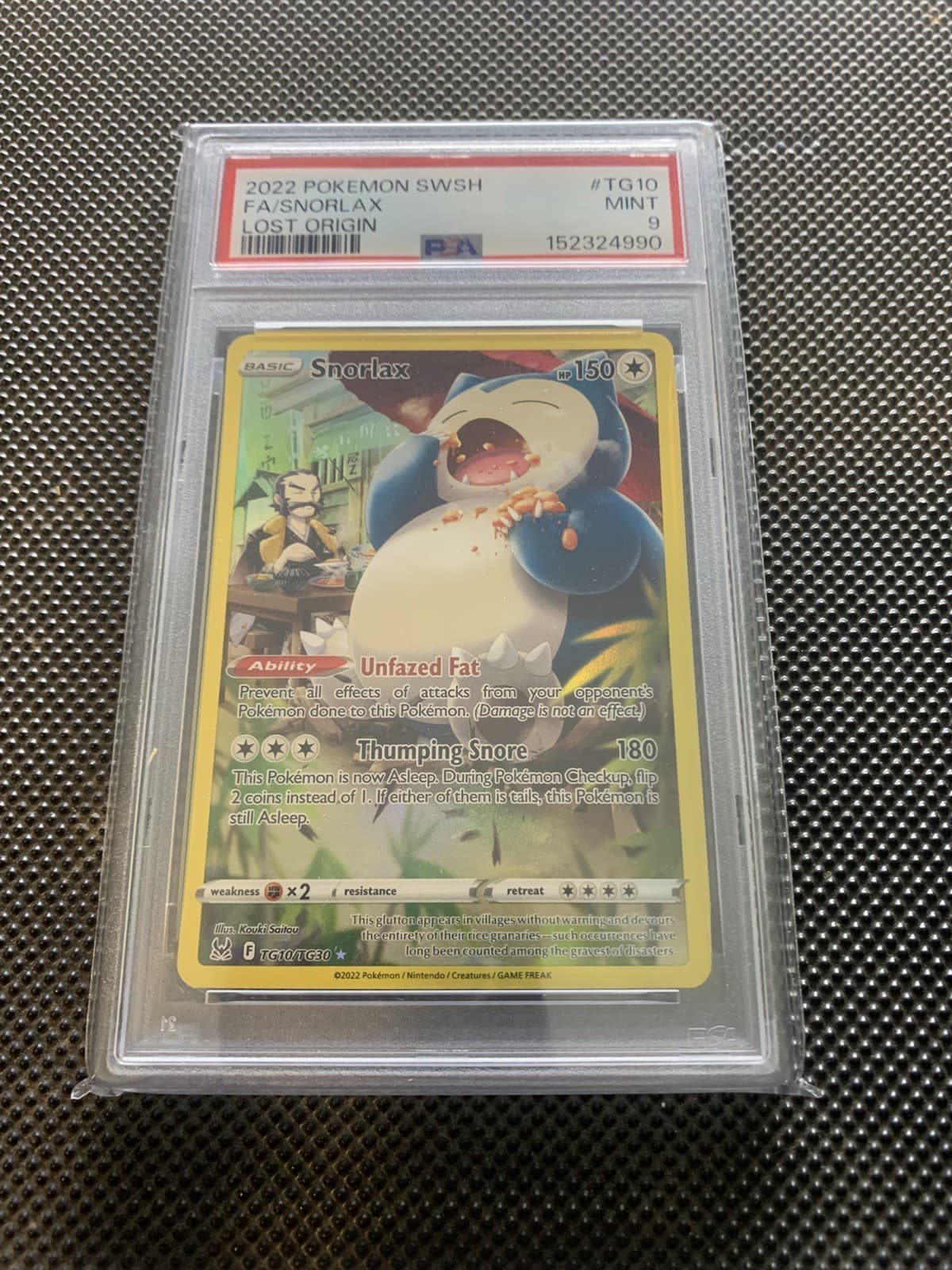 Pokemon TCG Snorlax TG10/TG30 Lost Origin TG Ultra Rare Full Art Holo EN PSA 9