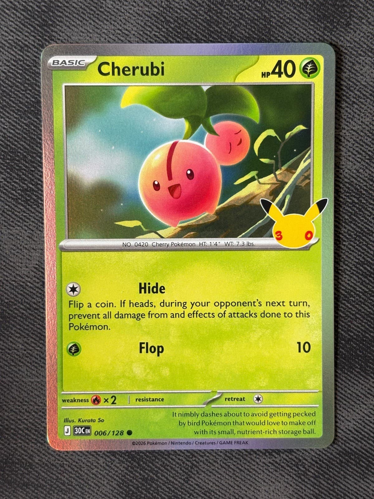 Cherubi 006/128 Holo Common ME: 30th Celebration Pokemon Near Mint