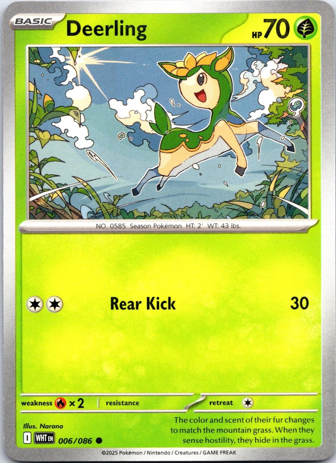 Deerling 006/086 Common White Flare Pokemon NM