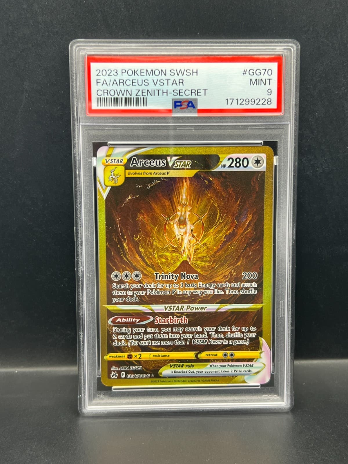 Pokemon PSA 9 MINT Arceus VSTAR GG70/GG70 Crown Zenith Secret Holo 2023 S#9228