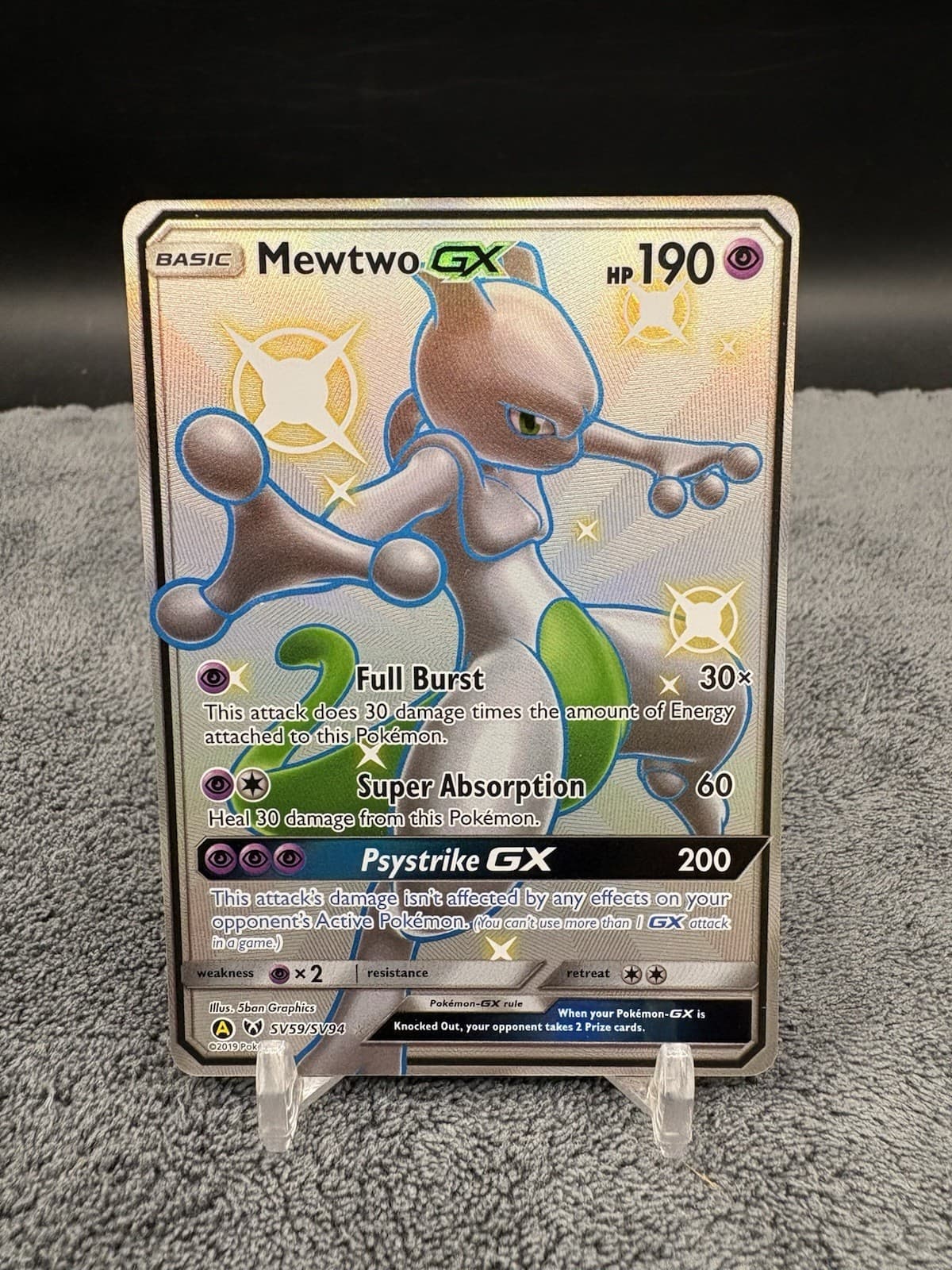 Mewtwo GX SV59/SV94 Hidden Fates Shiny Vault Holo Near Mint Pokémon Card NM