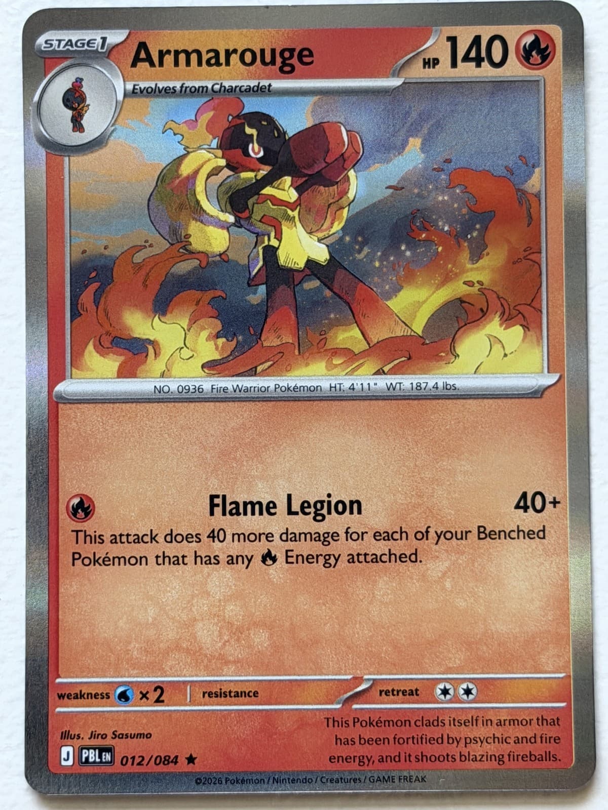 Armarouge 12/84 Pitch Black Rare Holo Near Mint Pokemon