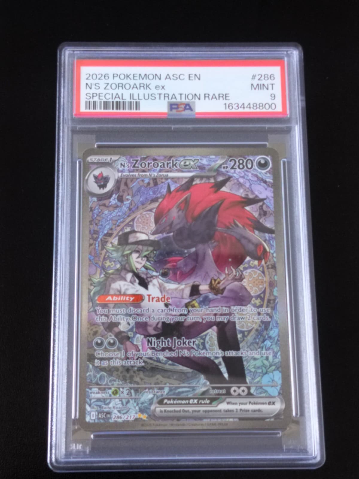 2025 Pokemon En AscHeroes N's Zoroark EX 286/217 Psa 9