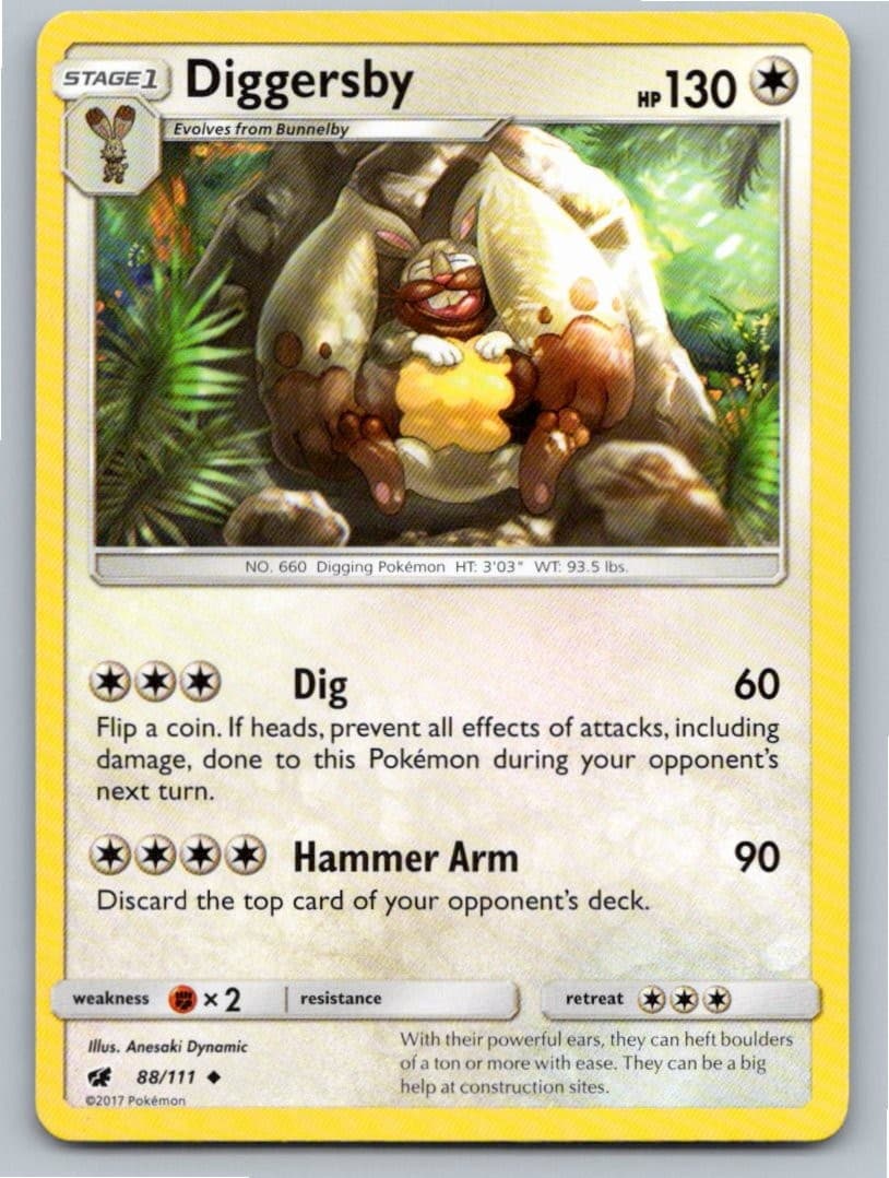 2017 POKEMON DIGGERSBY CRIMSON INVASION 88/111 UC NM A67148 FREE S&H