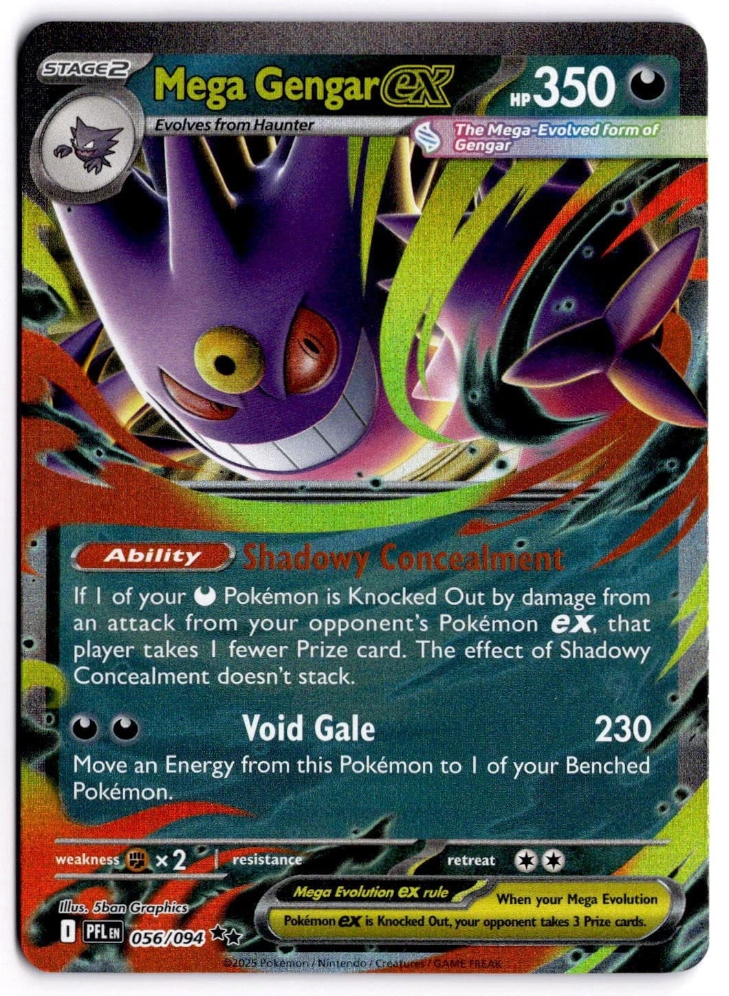 Mega Gengar ex Holo Phantasmal Flames 056/094 NM Pokemon