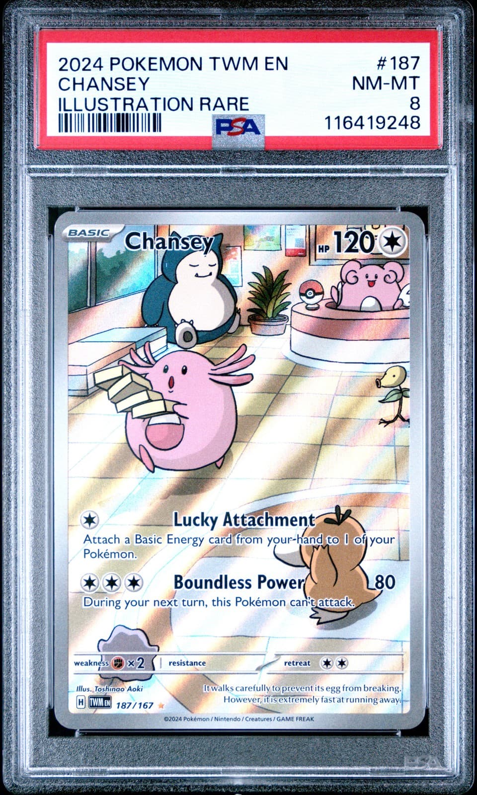 2024 POKEMON TWM EN-TWILIGHT MASQUERADE #187 CHANSEY PSA NM-MT 8