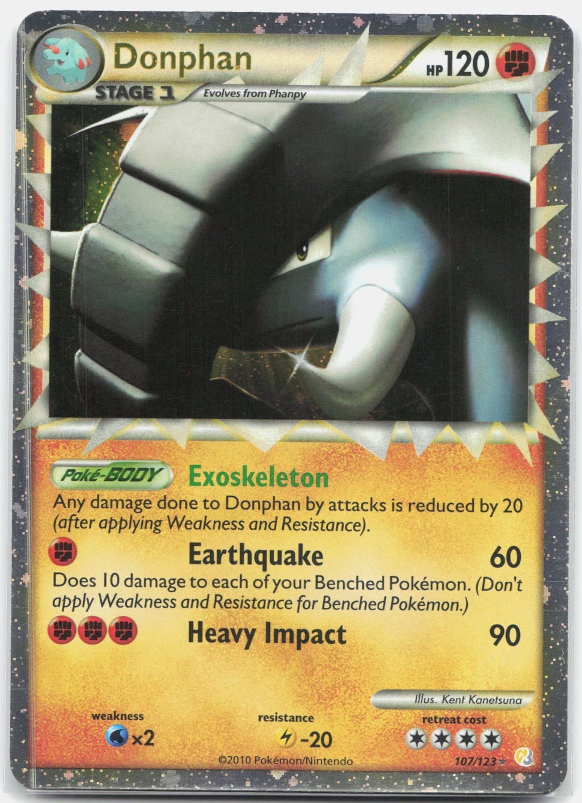 Donphan (Prime) Ultra Rare HeartGold SoulSilver HS Fighting Holo 107/123 2010 LP