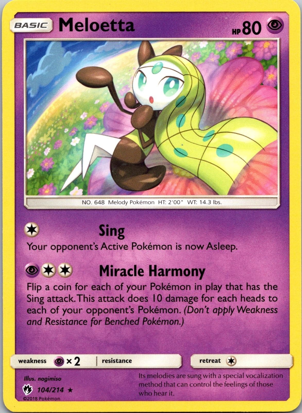 2018 Pokemon Lost Thunder Meloetta 104/214 Rare Near Mint