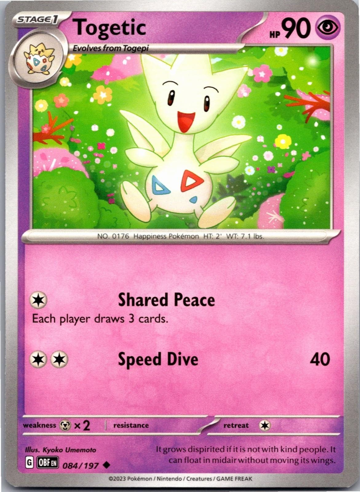 Togetic 084/197 Uncommon Obsidian Flames Pokemon Near Mint