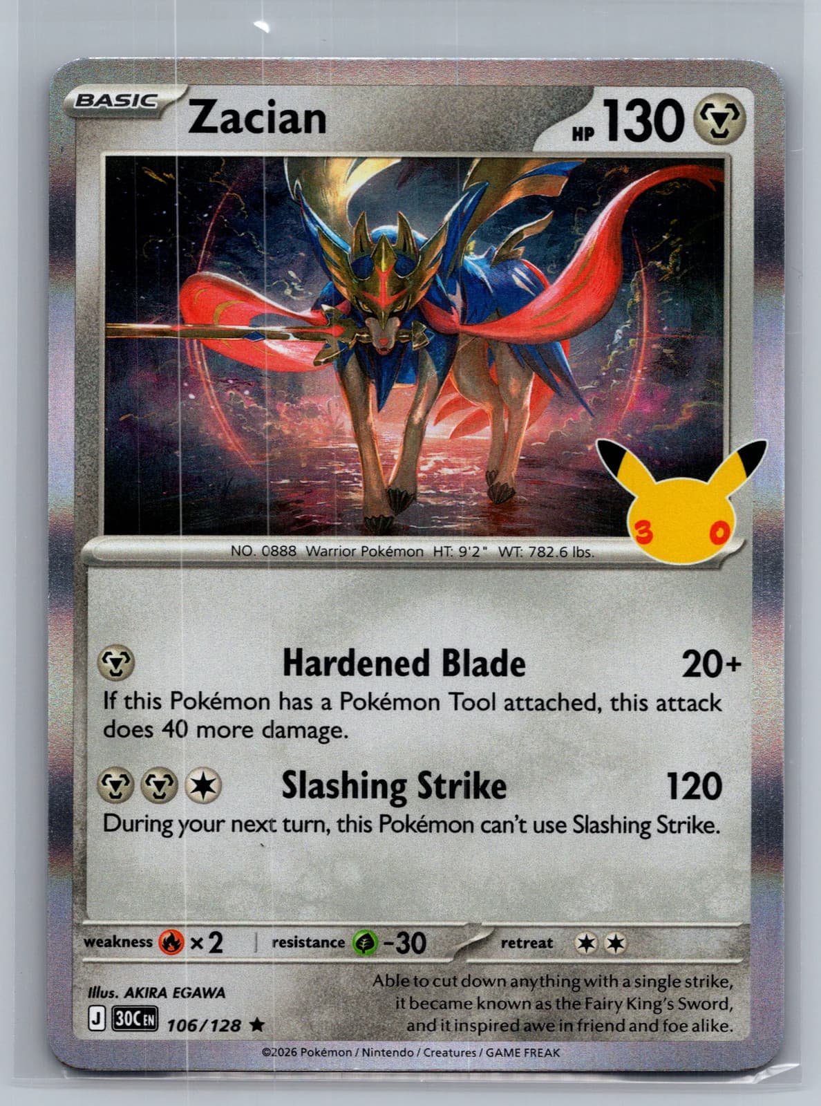 Zacian #106/128 2026 30th Celebration Pokemon TCG