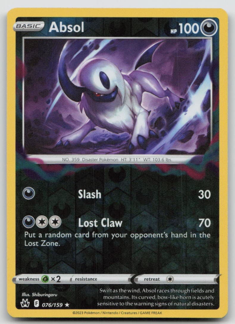 Absol 076/159 Holo Rare Crown Zenith Pokemon NM