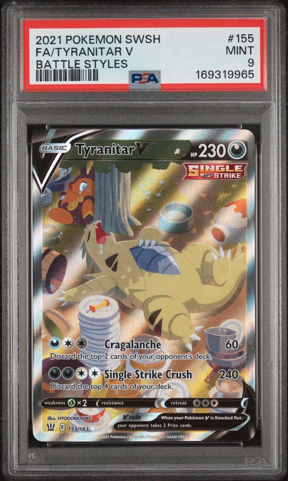 PSA 9 2021 Pokemon Tyranitar V Alternate Full Art Holo EN 155/163