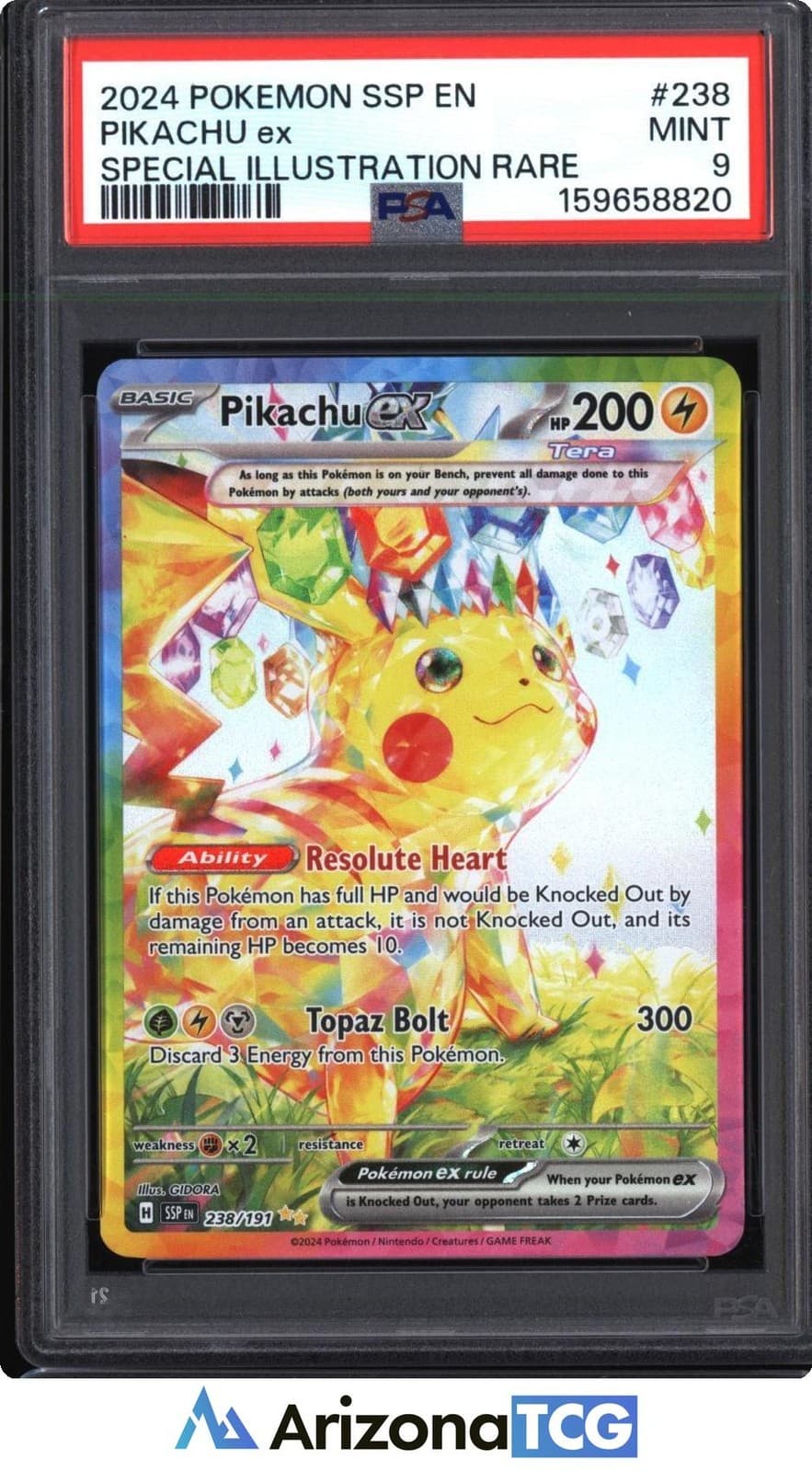 Pokemon 2024 Pikachu ex 238/191 Tera SIR Surging Sparks PSA 9