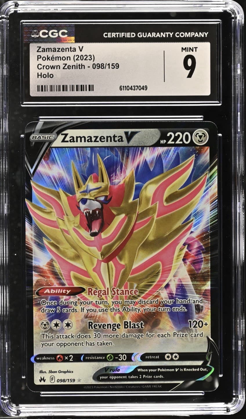 ZAMAZENTA V 098/159 Crown Zenith CGC 9 Pokemon Card 2023 TCG