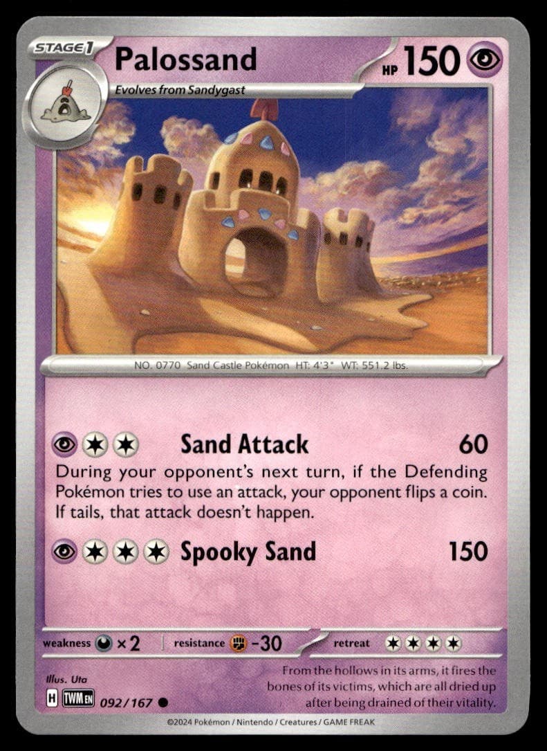 Palossand 92/167 Pokemon Card Twilight Masquerade Common 150 HP LP PU