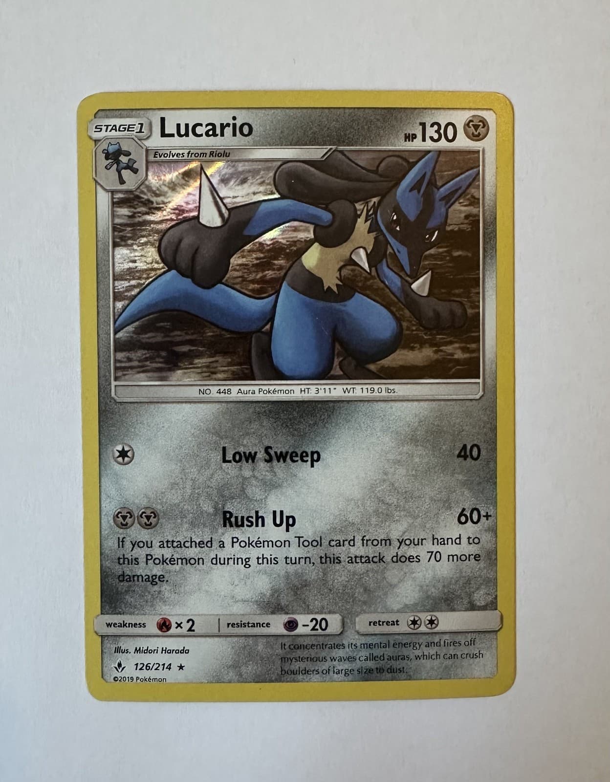 Lucario 126/214 Holo Pokemon Unbroken Bonds Lightly Played