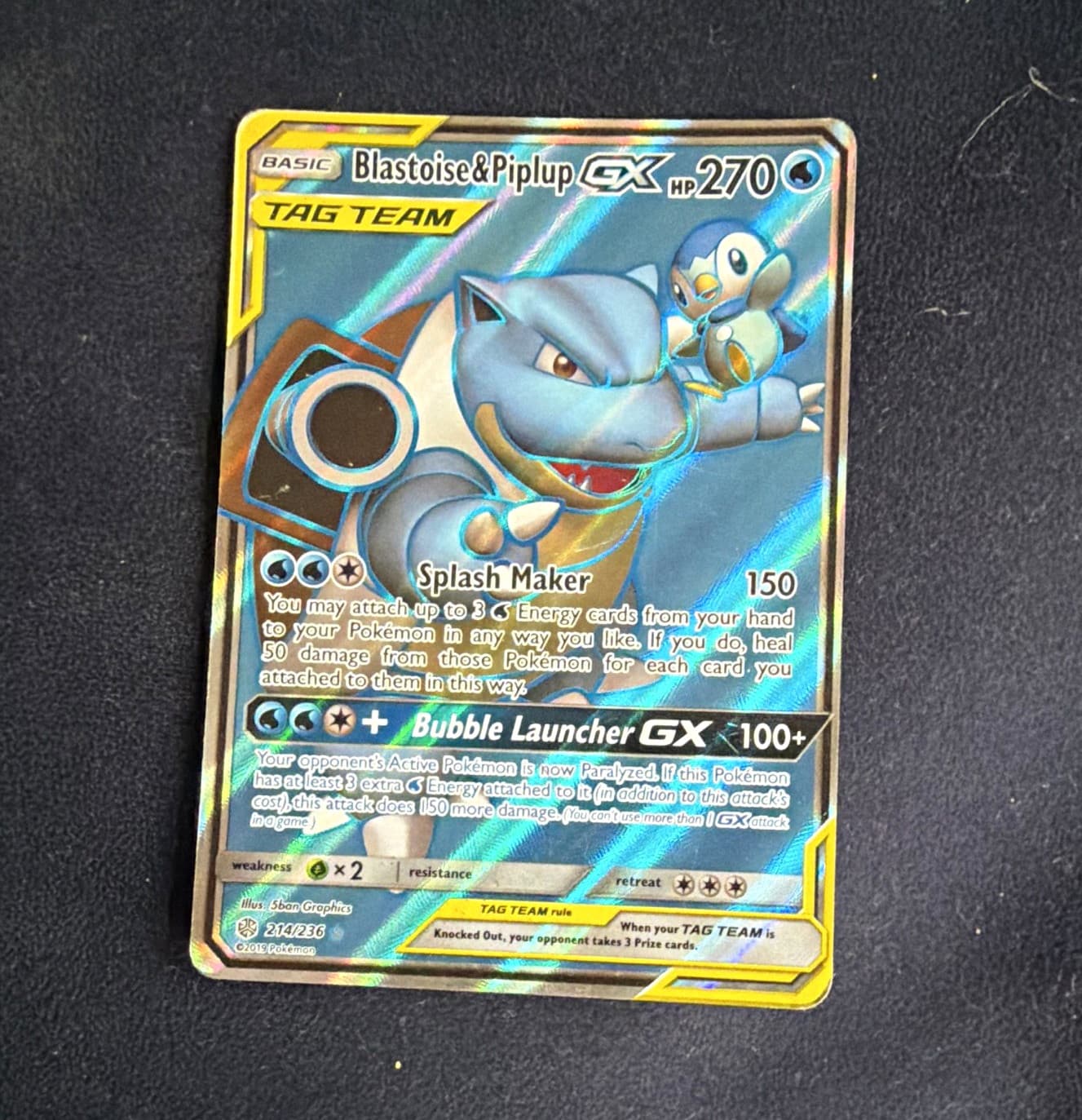 Blastoise & Piplup GX 214/236 Cosmic Eclipse TAG TEAM Holo UR EN