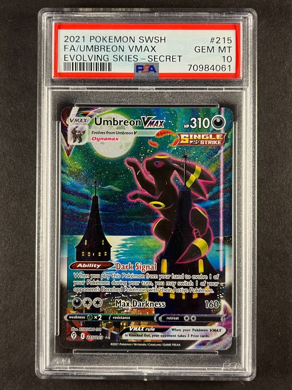 PSA 10 Umbreon VMAX (Alternate Art) #215/203 SWSH07: Evolving Skies 250001