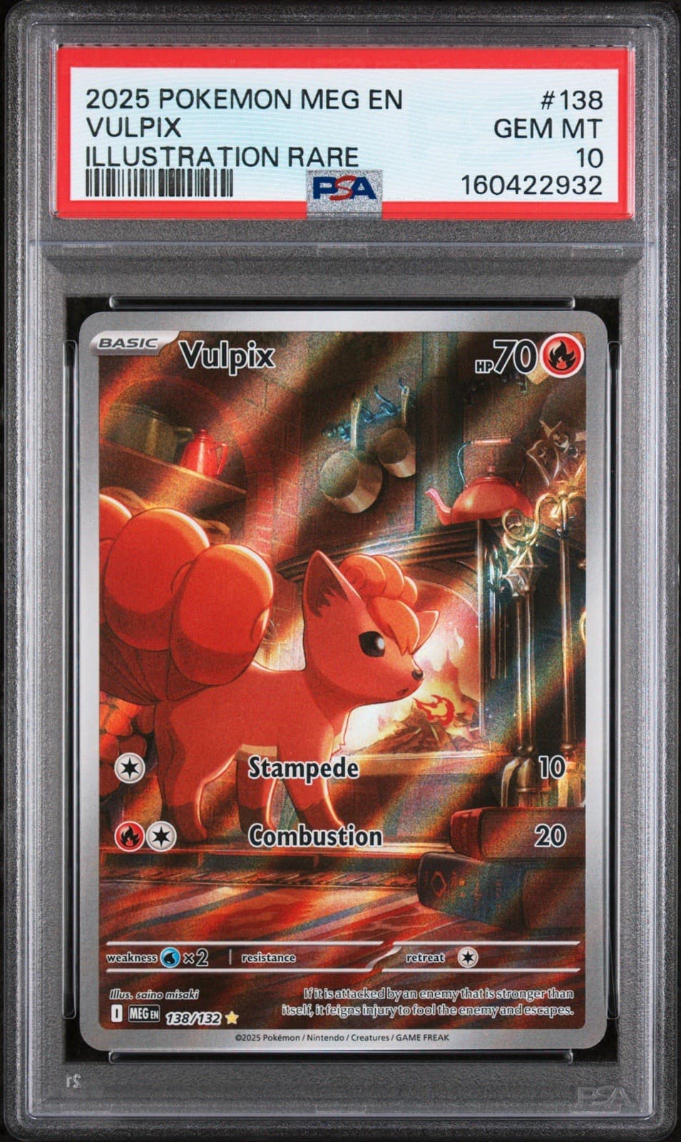 Pokémon TCG Mega Evolution Vulpix Illustration Rare Card 138/132 - PSA 10