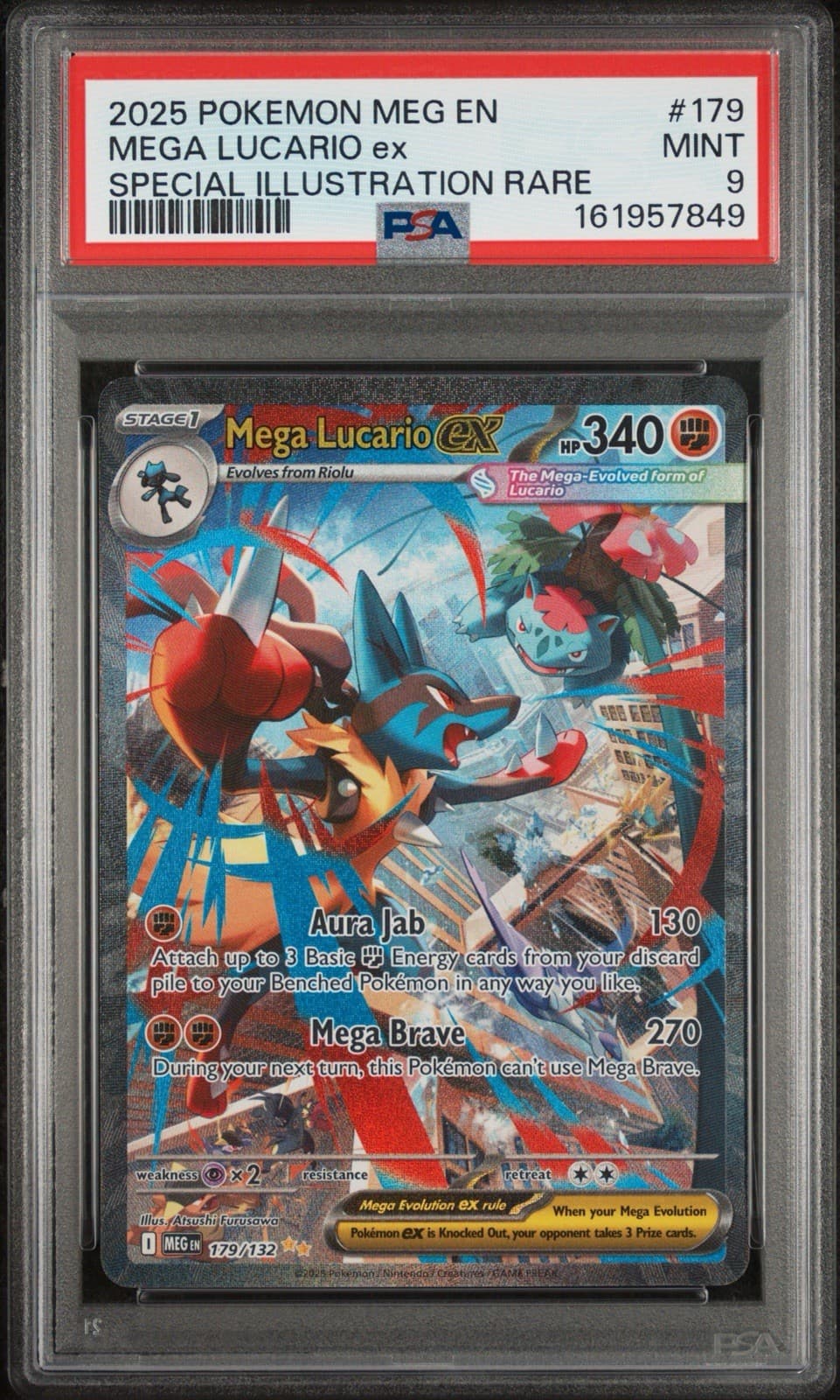 Mega Lucario ex 179/132 Special Illustration Rare Holo ME01 English PSA 9