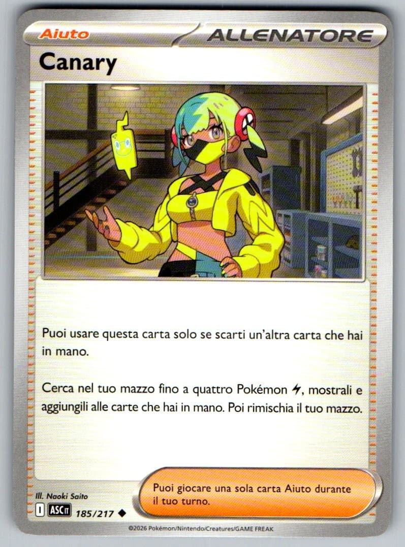 Canary (Canari) 185/217 Ascesa Eroica Carta Pokémon ITA NM