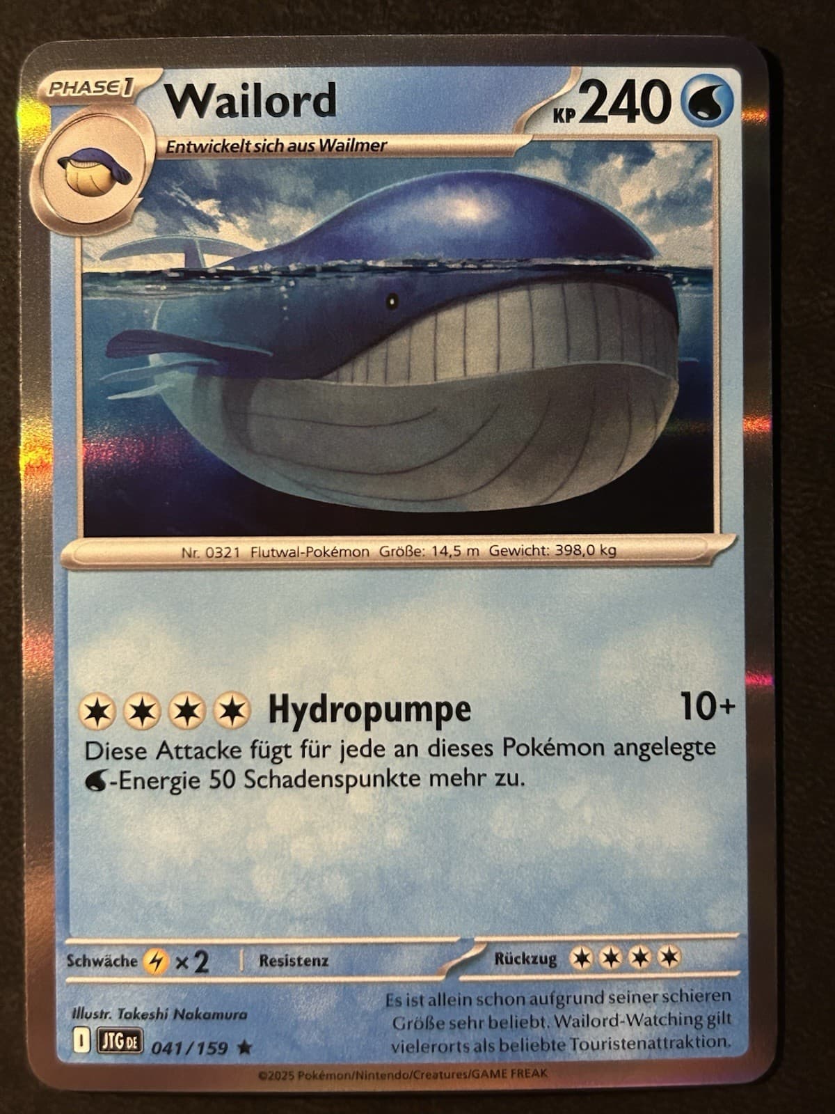 Pokemon Wailord 41/159 Reisegefährten Holo Rare DE NM-Mint