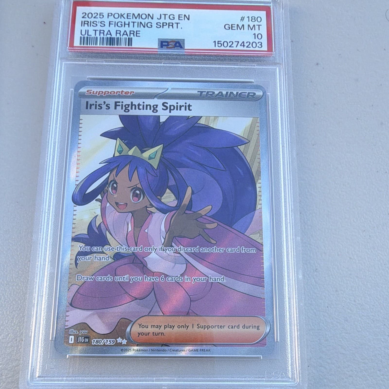 Pokemon TCG 2025 English Iris's Fighting Spirit 180/159 UR PSA 10