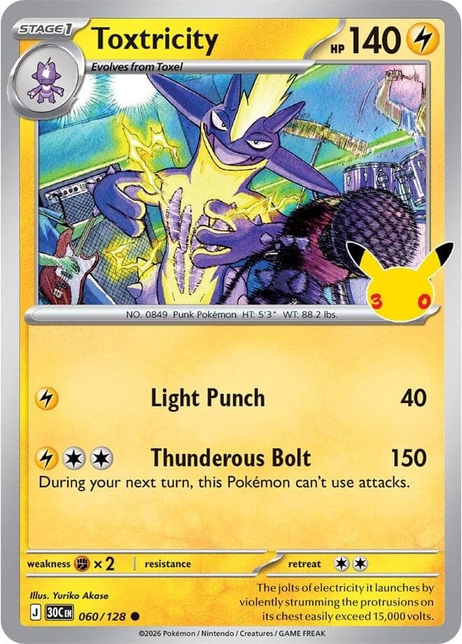 Toxtricity Holo Common ME: 30th Celebration 060/128 NM ((Pokemon))