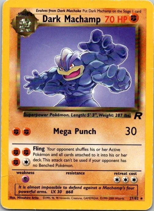 Dark Machamp 27/82 Rare Team Rocket Pokemon Unlimited Moderately Played