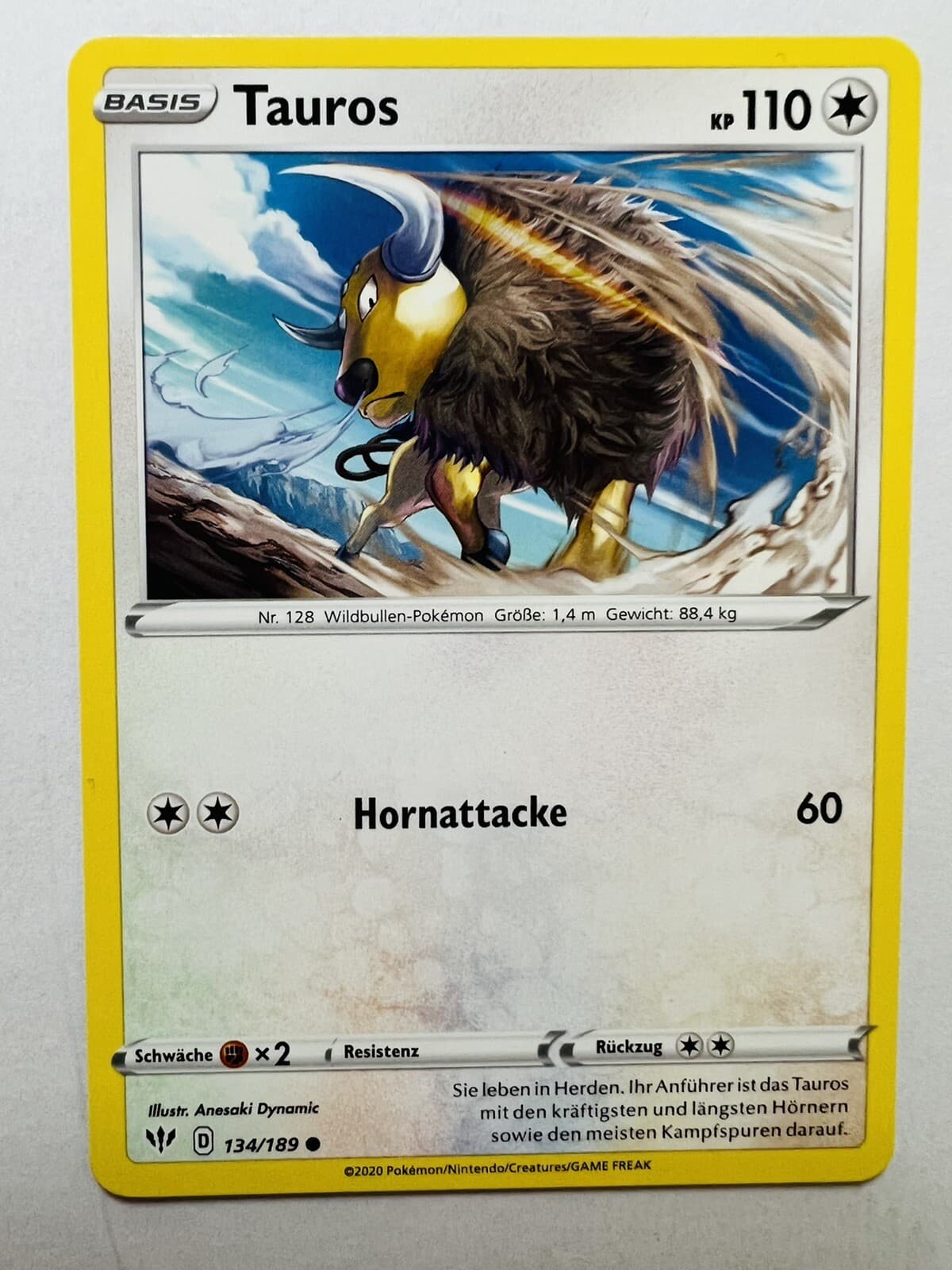 Pokemon Karte Tauros 134/189 Flammende Finsternis Deutsch