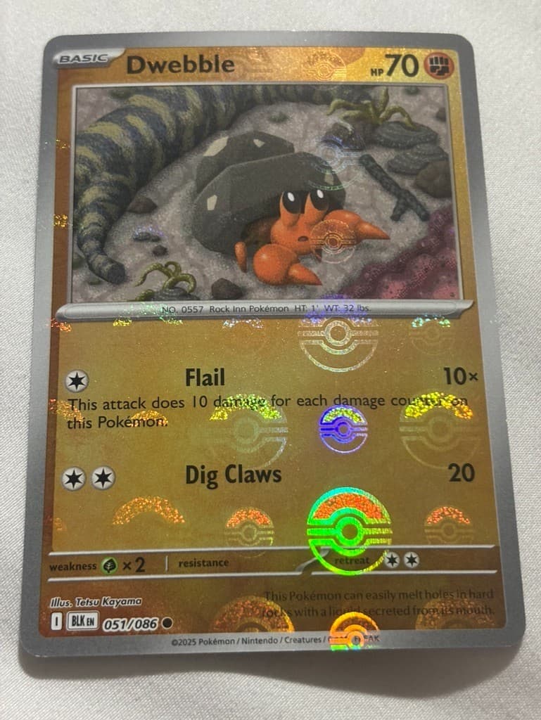 Pokemon TCG Dwebble 051/086 Black Bolt (Poke Ball Pattern)
