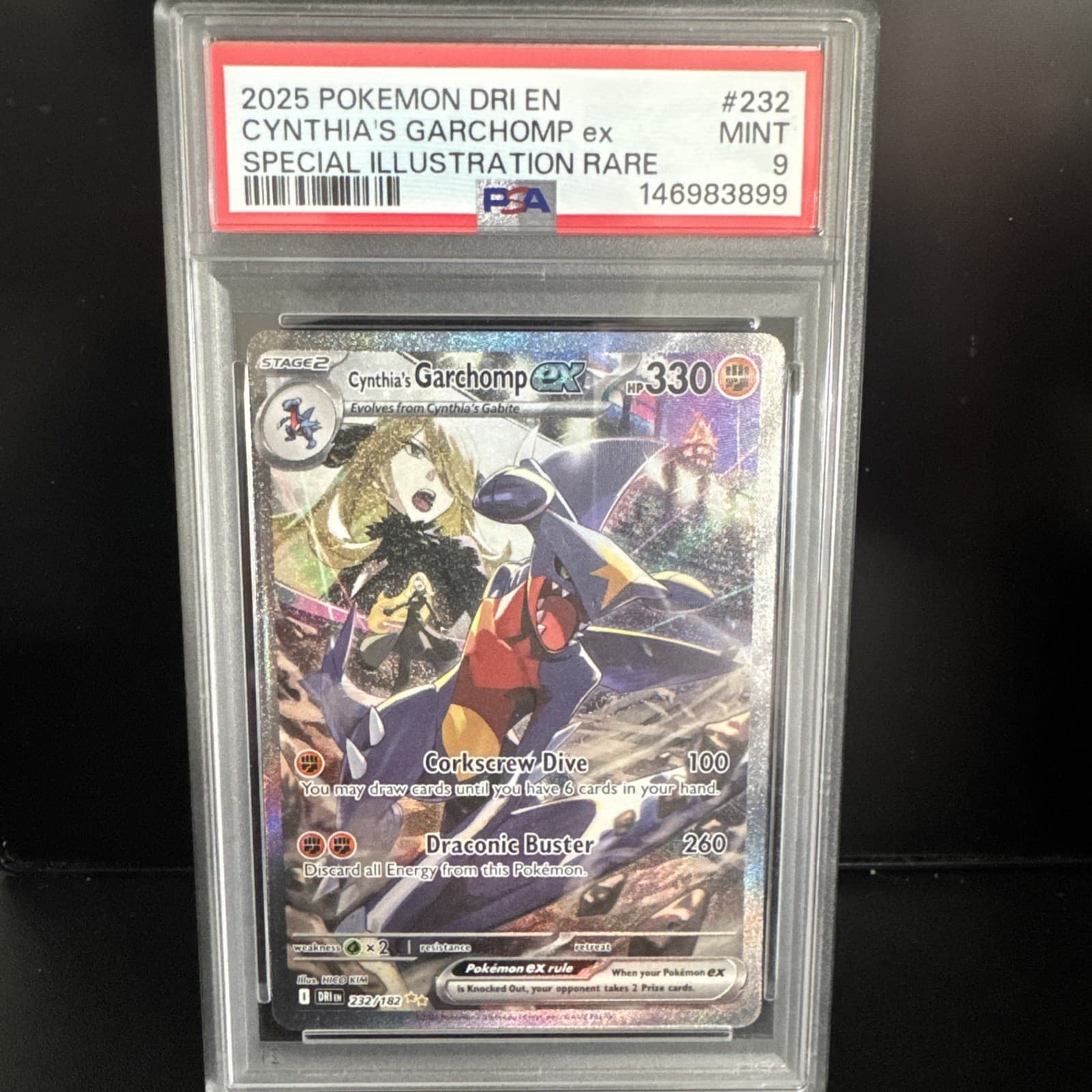 CYNTHIA'S GARCHOMP EX PSA 9 2025 POKEMON DESTINED RIVALS #232/182 SIR 6241