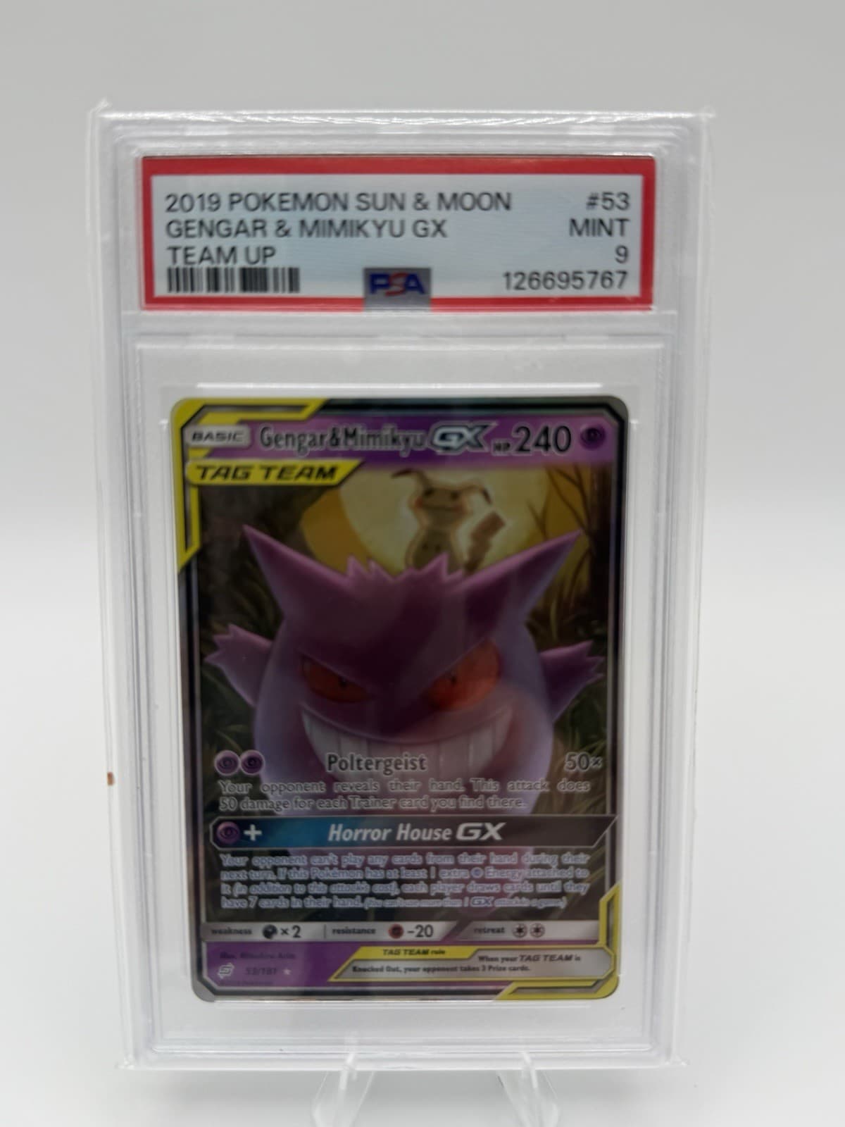 The Pokémon Company PSA 9 2019 Team Up Gengar & Mimikyu GX Holo UR TAG 53/181
