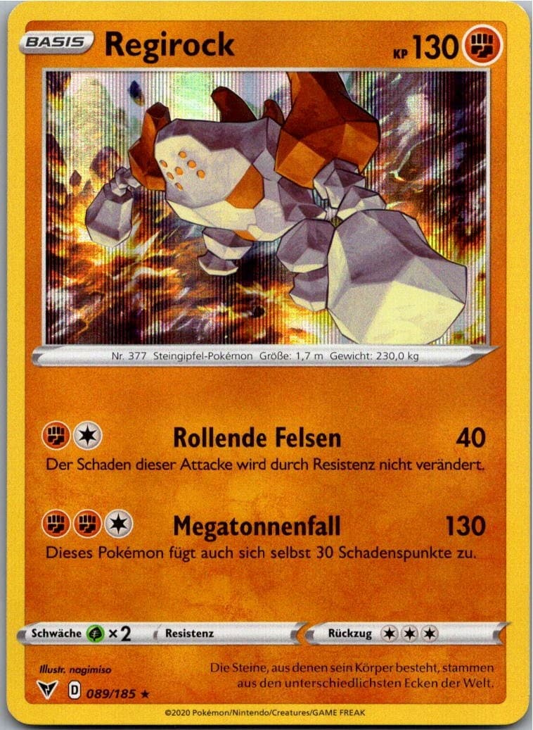 Pokemon Regirock 089/185 Farbenschock Holo Deutsch 2020 Karte