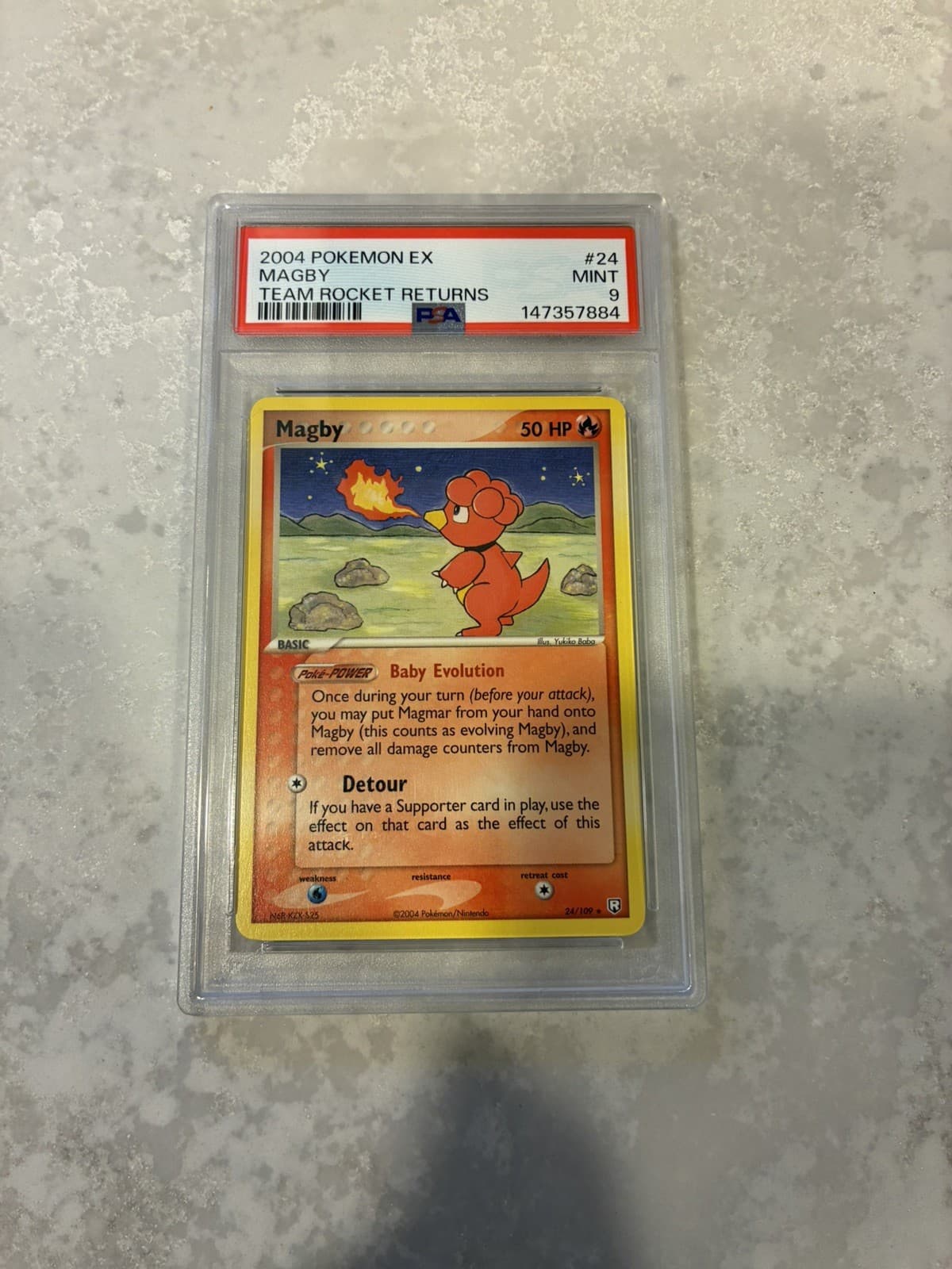 2004 POKEMON EX TEAM ROCKET RETURNS #24 MAGBY PSA 9