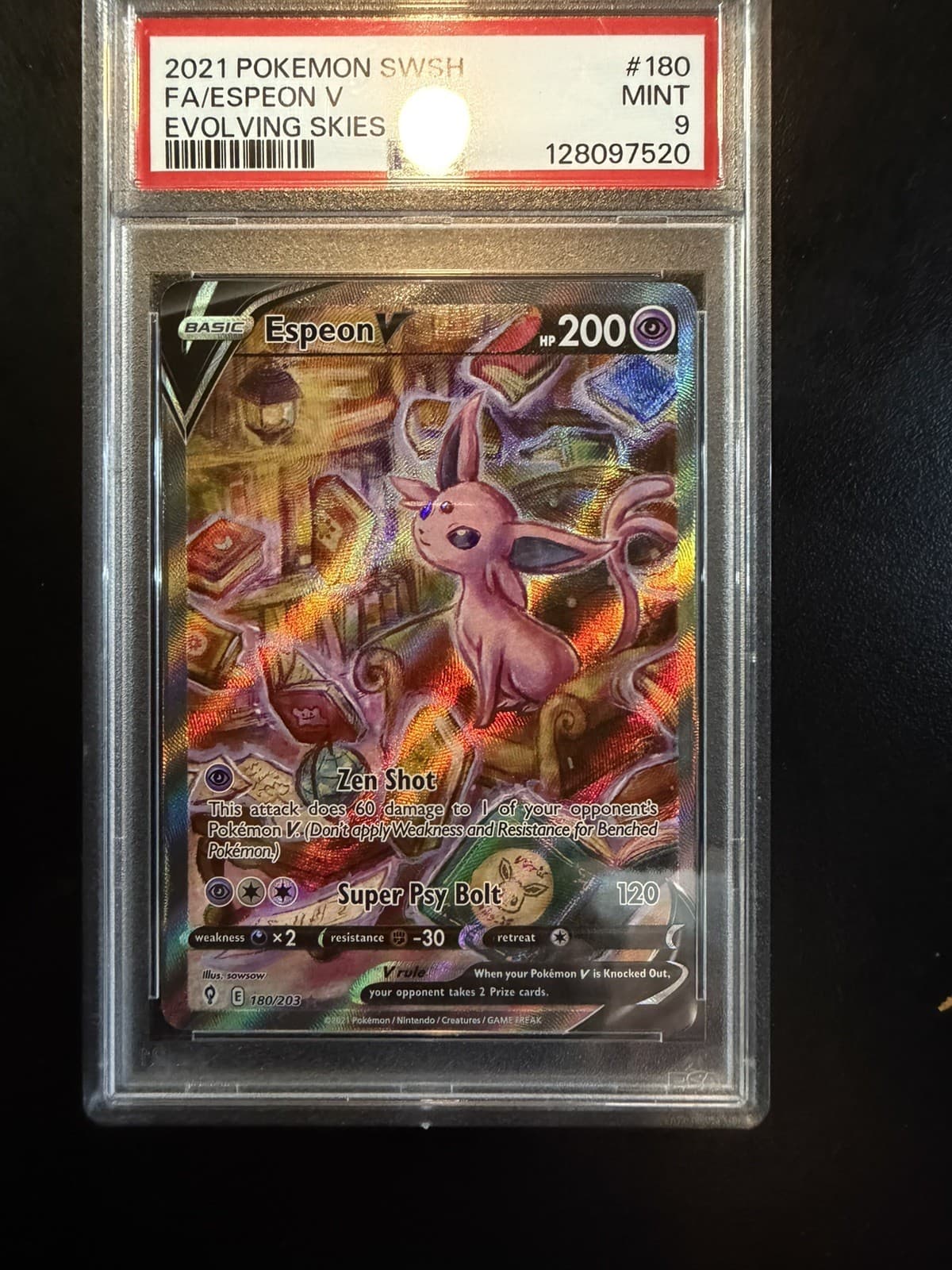 Pokemon Espeon V Evolving Skies Full Alt Art 180/203 PSA 9 Mint