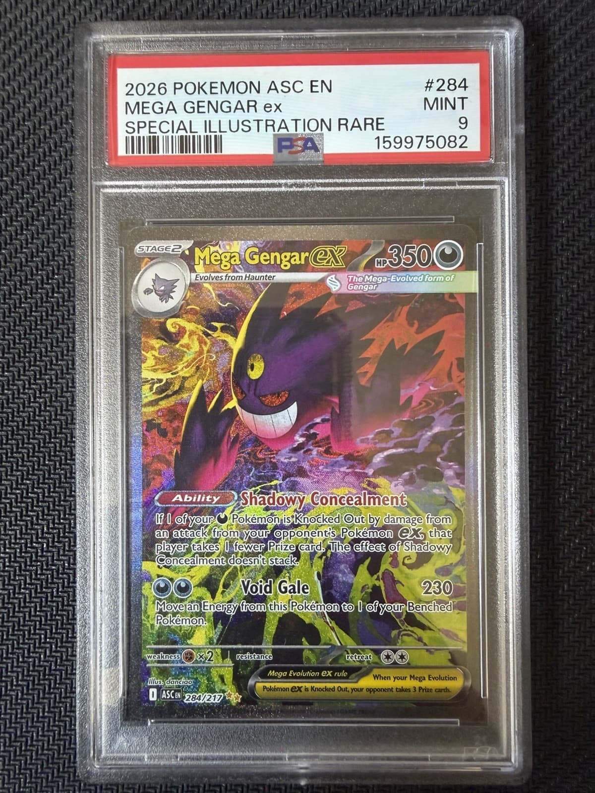 Mega Gengar ex PSA 9 284/217 Me: Ascended Heroes SIR Holo