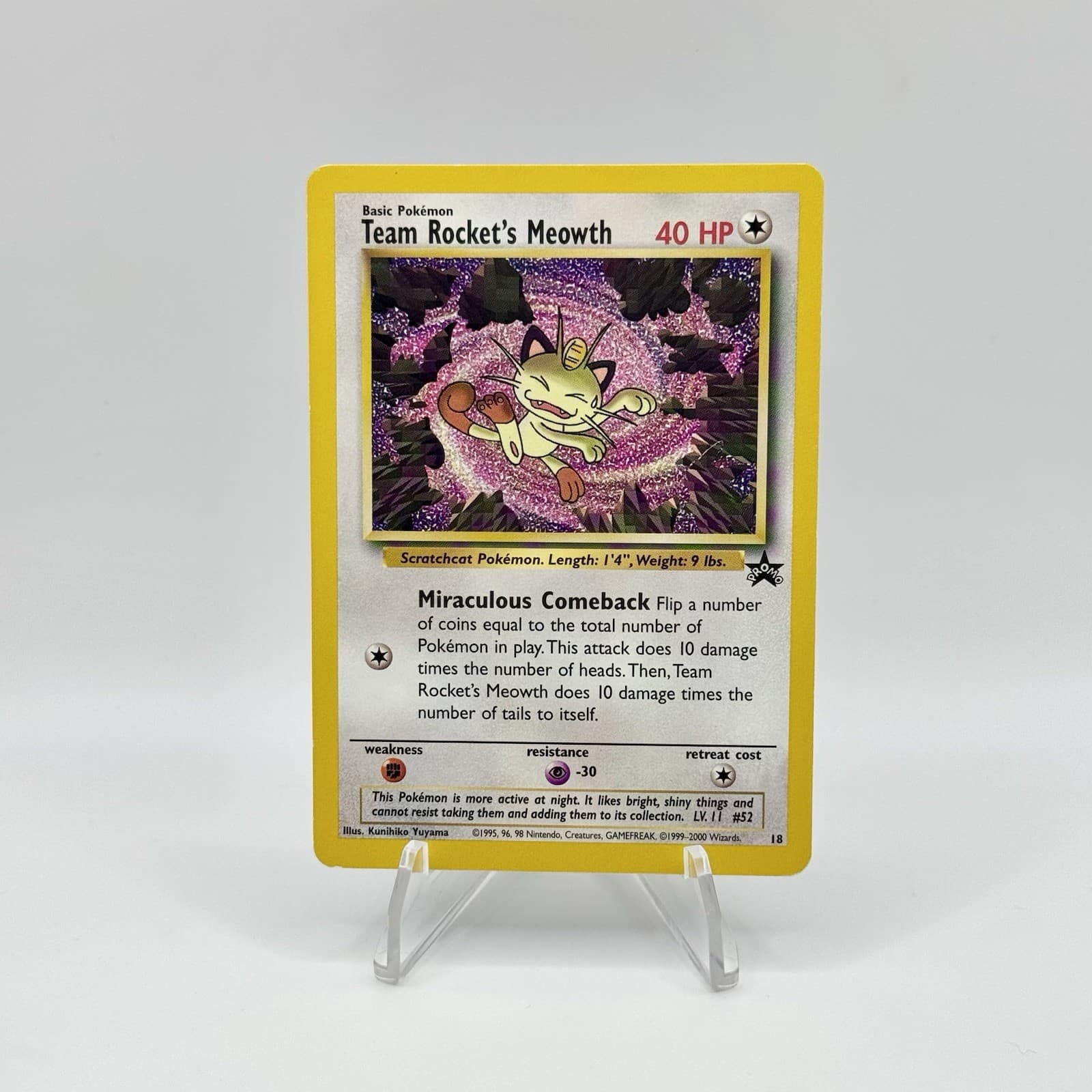 Pokemon Card - Team Rocket's Meowth WOTC Black Star Promo 18