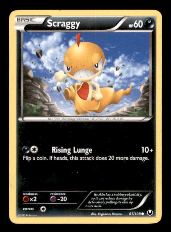 Scraggy 67/108 Common Dark Explorers Pokemon Moderately Played