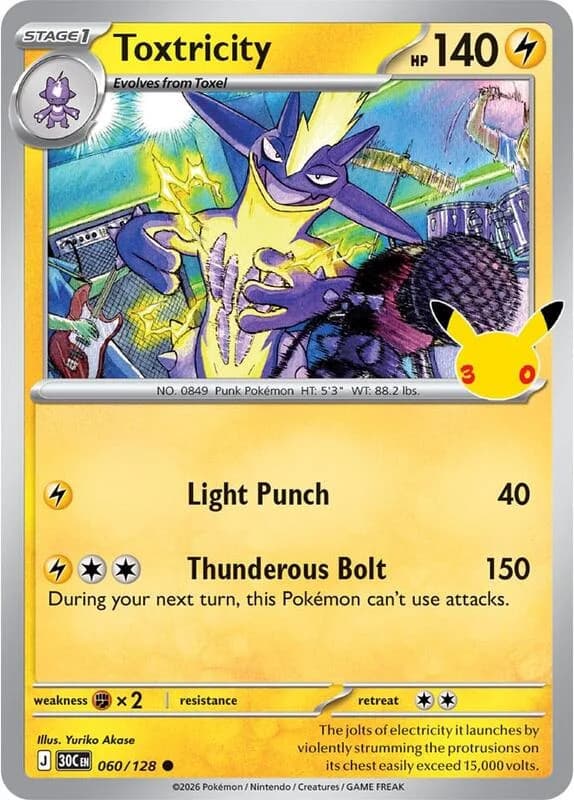 Pokemon TCG 30th Celebration Toxtricity Holo #60/128