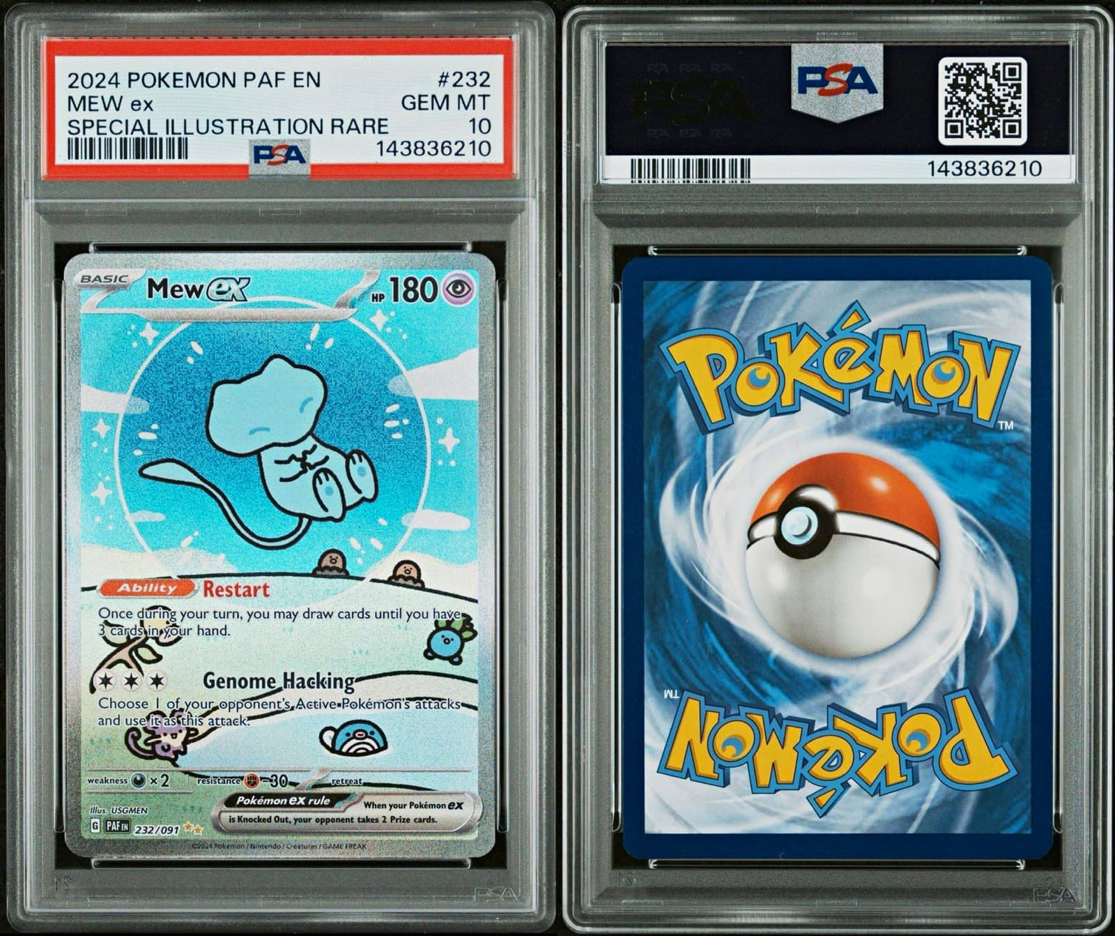 Pokemon Mew ex 232/091 SV: Paldean Fates SIR Holo PSA 10 EN 2024