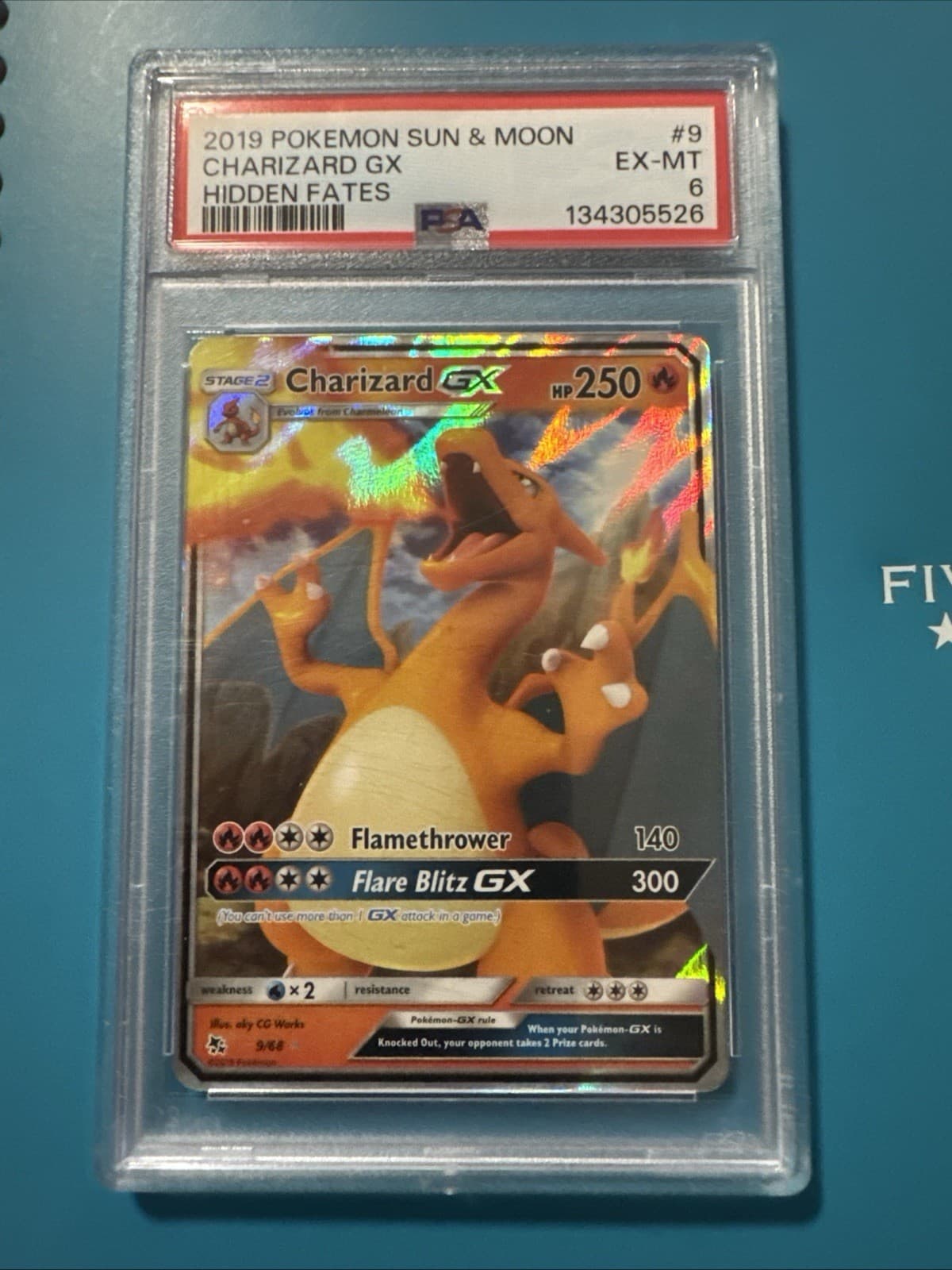 2019 Pokemon Sun Moon Charizard GX #9 Holo Foil Hidden Fates PSA 8 Fresh Grade