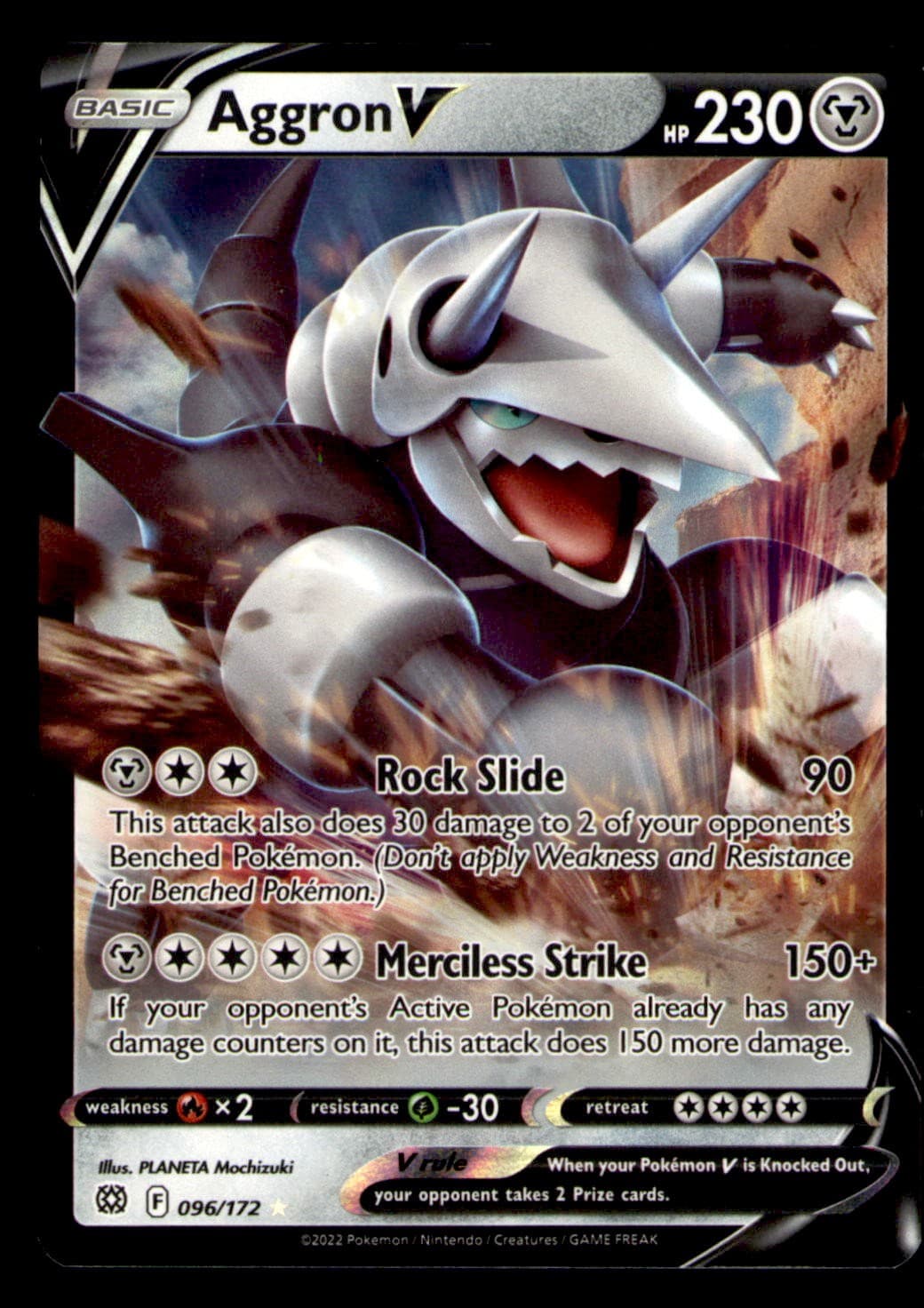 Aggron V 096/172 Holo V Rare Brilliant Stars Pokemon Near Mint