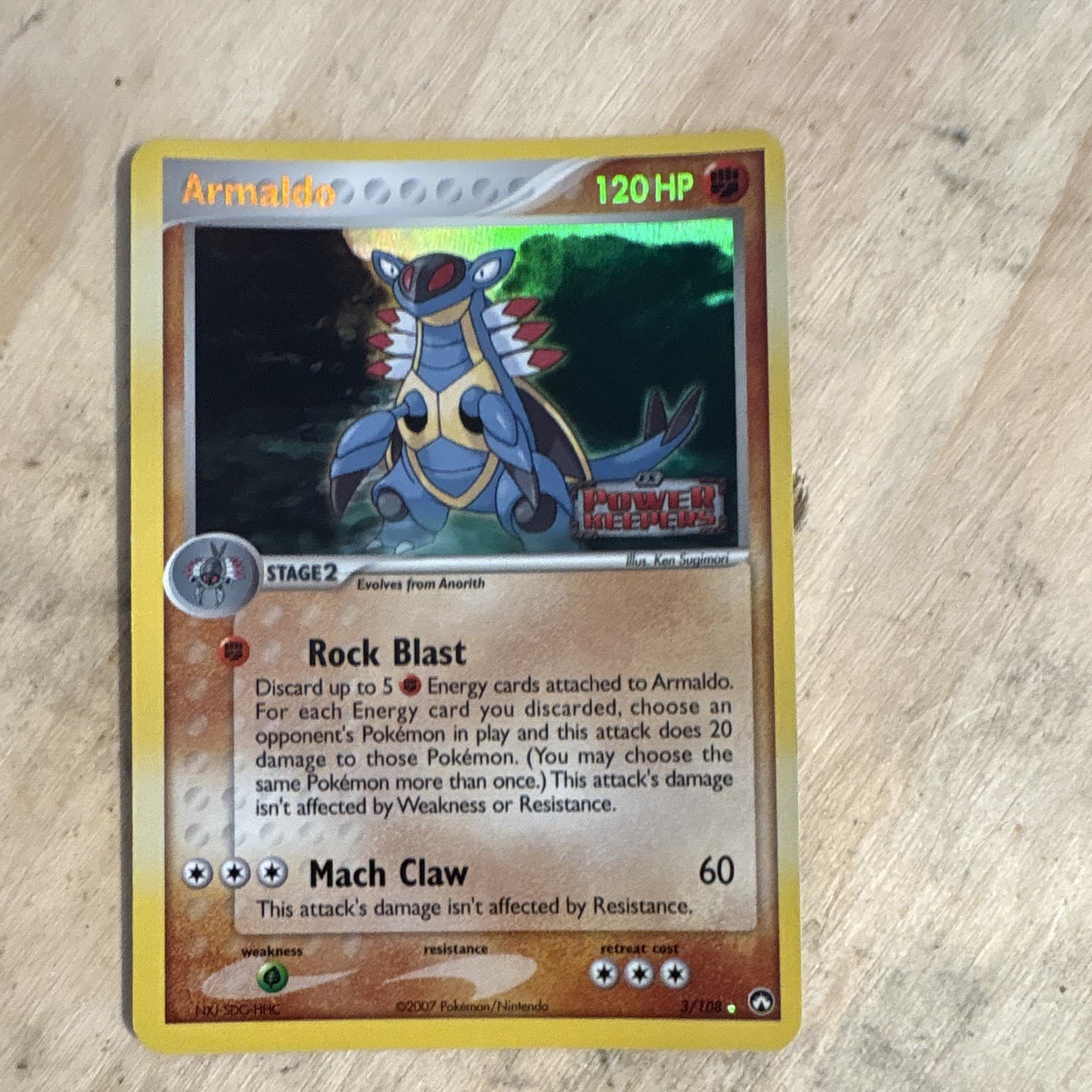 Armaldo 3/108 EX Power Keepers Holo Rare 120 HP Stage 2 English 2007 Sugimori