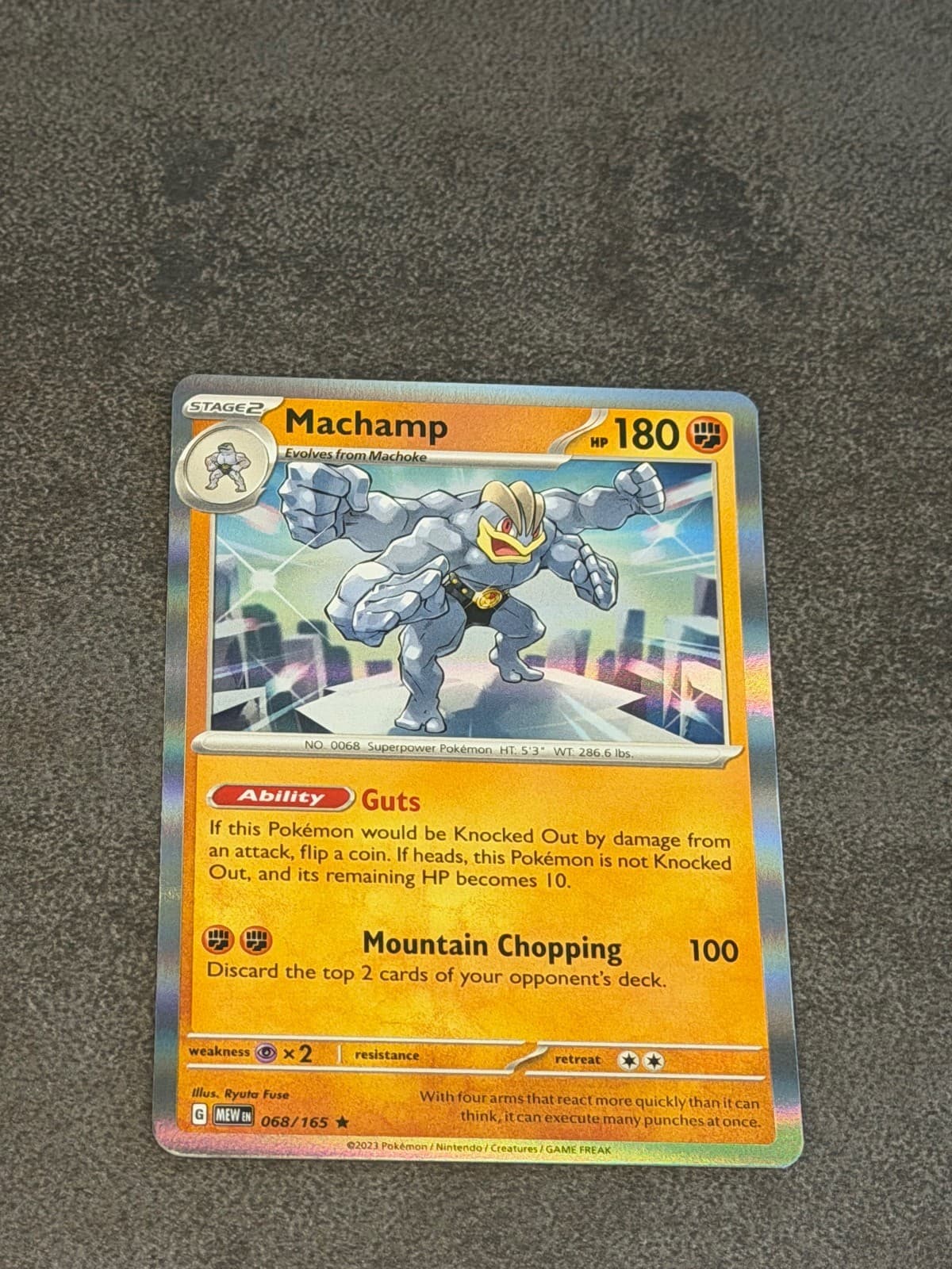 Machamp 068/165 Rare 151 Pokemon Holo Near Mint