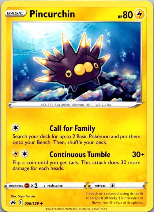 Pincurchin 056/159 Uncommon Crown Zenith Pokemon Near Mint