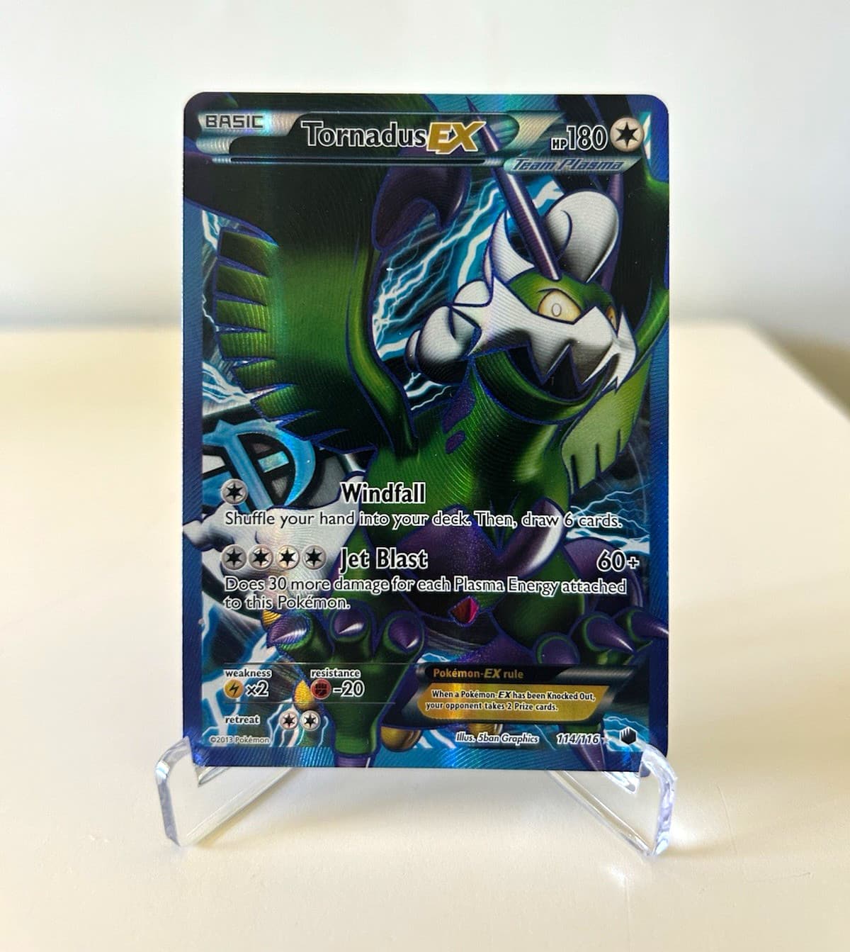 Pokémon Tornadus EX 114/116 Full Art Holo from Black and White Plasma Freeze