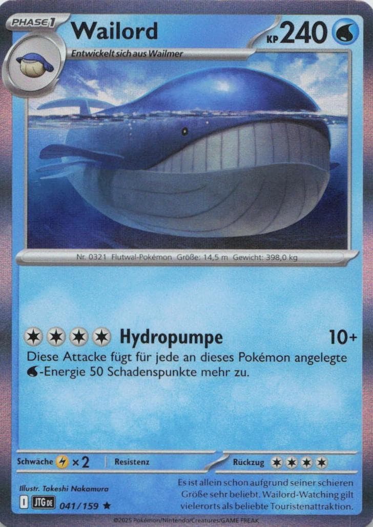 Pokémon Wailord Reisegefährten #41 NM DE