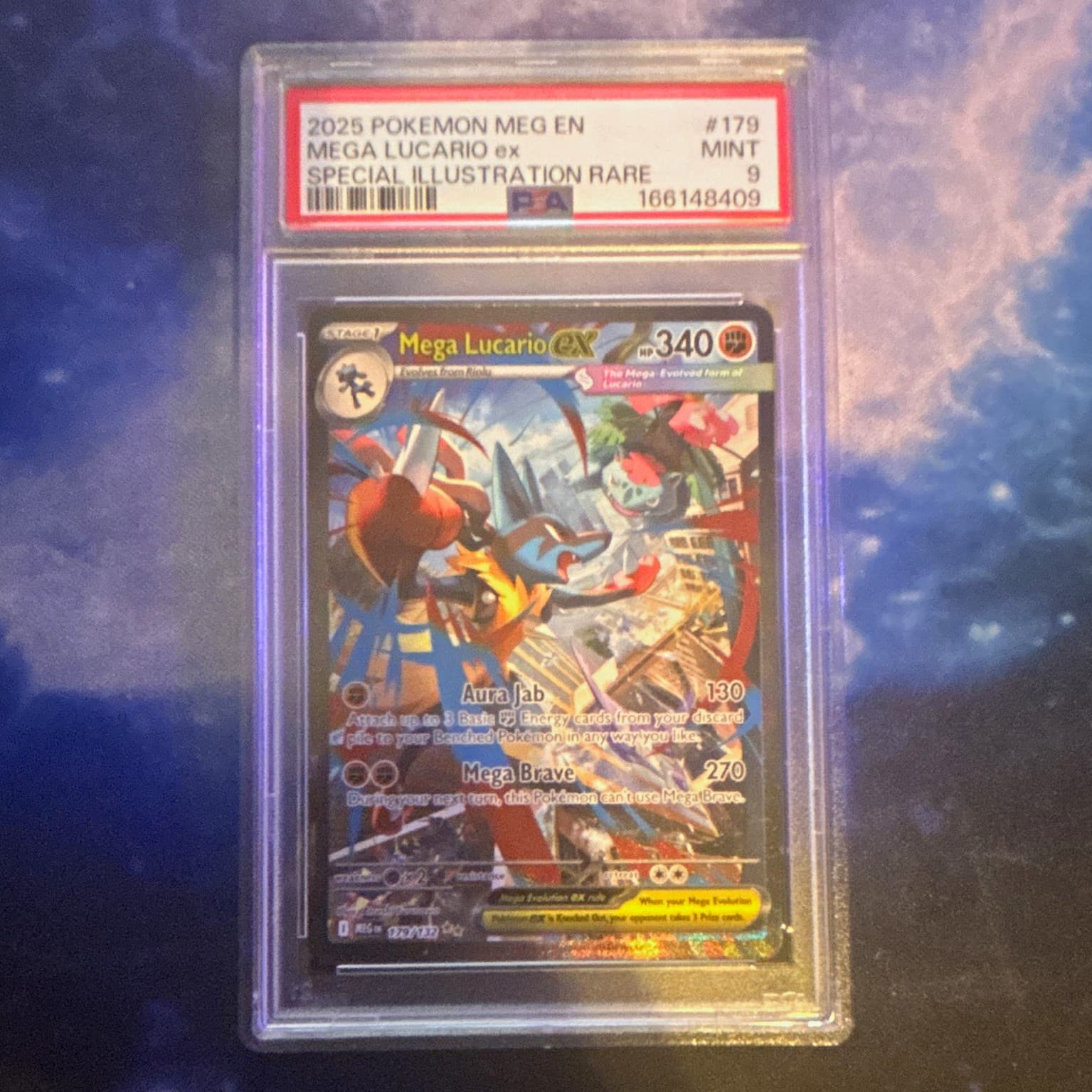 Pokemon Mega Lucario ex 179/132 Me01: Mega Evolution Holo PSA 9 SIR EN